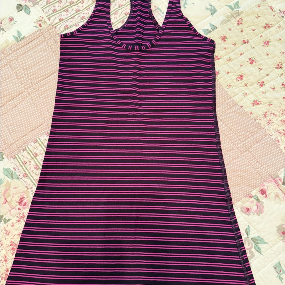 lululemon athletica Pink and Black Striped Tank Top